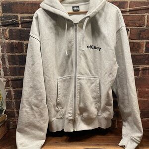 Stussy Gray Zip-Up Hoodie